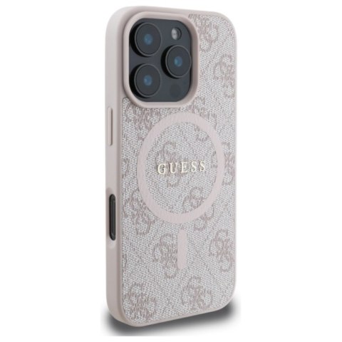 Guess 4G Ring Classic Logo MagSafe - Etui iPhone 16 Pro Max (różowy)