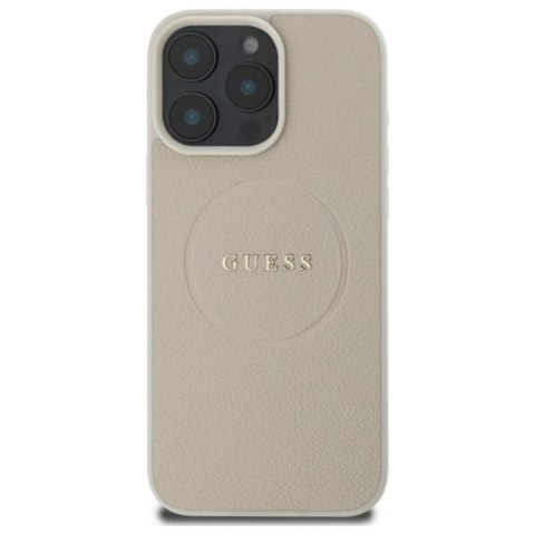 Guess Grained Ring MagSafe - Etui iPhone 16 Pro Max (beżowy)