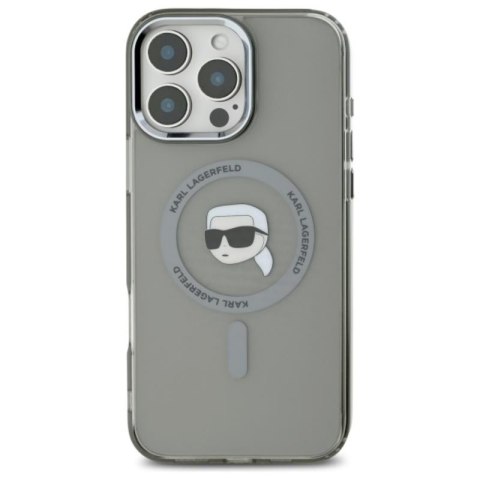 Karl Lagerfeld IML Metal Karl Head MagSafe - Etui iPhone 16 Pro (czarny)