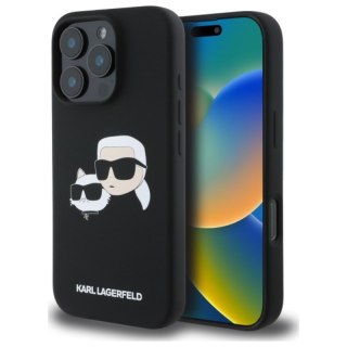 Karl Lagerfeld Silicone Double Heads Print MagSafe - Etui iPhone 16 Pro (czarny)