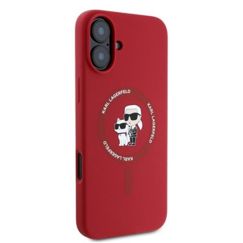 Karl Lagerfeld Silicone Karl & Choupette Ring MagSafe - Etui iPhone 16 Plus (czerwony)