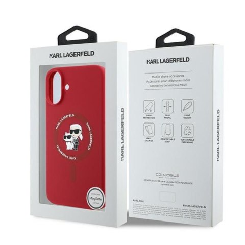 Karl Lagerfeld Silicone Karl & Choupette Ring MagSafe - Etui iPhone 16 Plus (czerwony)