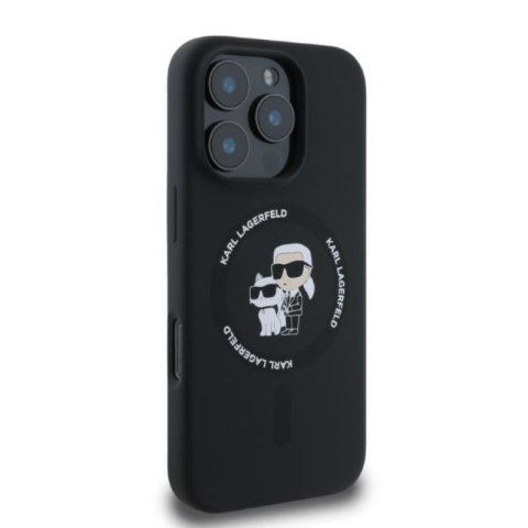 Karl Lagerfeld Silicone Karl & Choupette Ring MagSafe - Etui iPhone 16 Pro Max (czarny)
