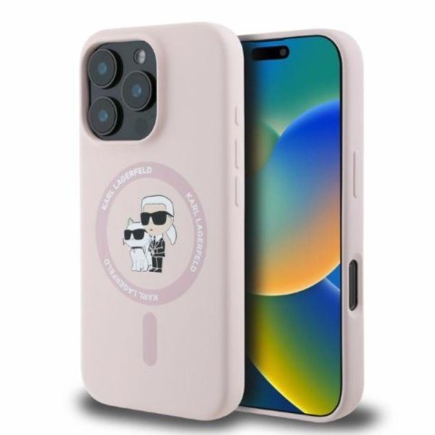 Karl Lagerfeld Silicone Karl & Choupette Ring MagSafe - Etui iPhone 16 Pro Max (różowy)