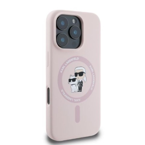 Karl Lagerfeld Silicone Karl & Choupette Ring MagSafe - Etui iPhone 16 Pro Max (różowy)