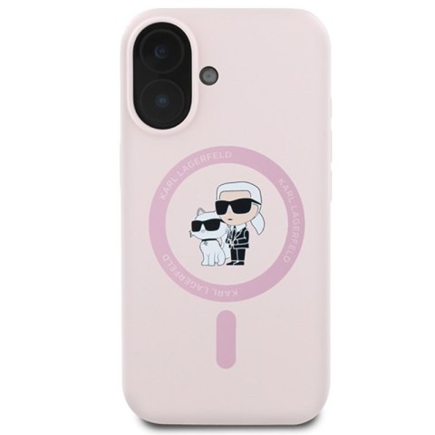 Karl Lagerfeld Silicone Karl & Choupette Ring MagSafe - Etui iPhone 16 (różowy)