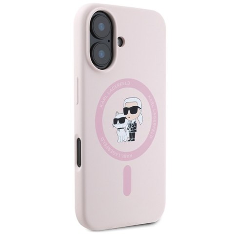Karl Lagerfeld Silicone Karl & Choupette Ring MagSafe - Etui iPhone 16 (różowy)