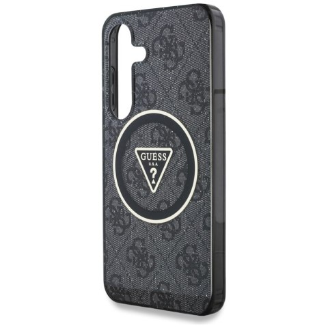 Guess 4G Glitter Triangle Buttons MagSafe - Etui do Samsung Galaxy S25 (czarny)
