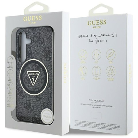 Guess 4G Glitter Triangle Buttons MagSafe - Etui do Samsung Galaxy S25+ (czarny)