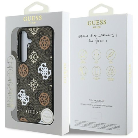 Guess 4G Printed Colored Peony Pattern MagSafe - Etui do Samsung Galaxy S25 (brązowy)