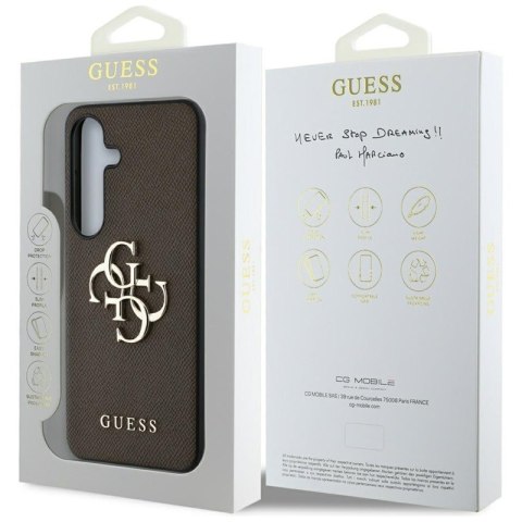Guess Grained Big 4G Logo Small Classic Logo - Etui do Samsung Galaxy S25 (brązowy)