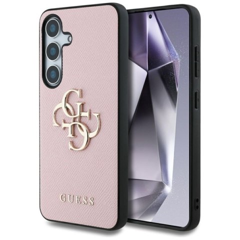 Guess Grained Big 4G Logo Small Classic Logo - Etui do Samsung Galaxy S25 (różowy)