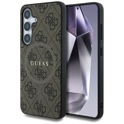 Guess Leather 4G Colored Ring Classic Logo MagSafe - Etui do Samsung Galaxy S25 (brązowy)