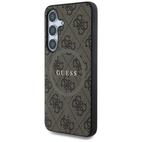 Guess Leather 4G Colored Ring Classic Logo MagSafe - Etui do Samsung Galaxy S25 (brązowy)