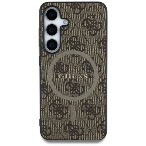 Guess Leather 4G Colored Ring Classic Logo MagSafe - Etui do Samsung Galaxy S25 (brązowy)