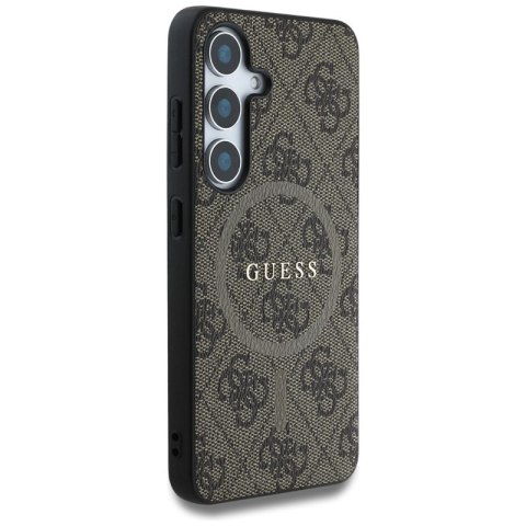 Guess Leather 4G Colored Ring Classic Logo MagSafe - Etui do Samsung Galaxy S25 (brązowy)