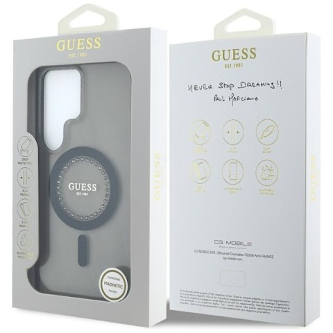 Guess Rhinestones Printed Classic Logo MagSafe - Etui do Samsung Galaxy S25 Ultra (czarny)