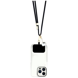 Hello Kitty Patch & Kitty Head Charm - Uniwersalny pasek / smyczka do telefonu (czarny)