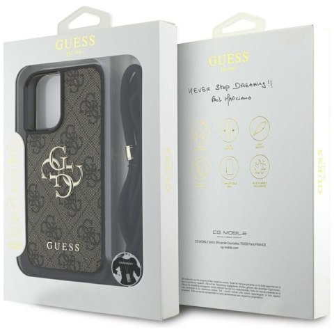 Guess 4G Big Logo Cord Strap Crossbody - Etui do iPhone 16 Plus (brązowy)