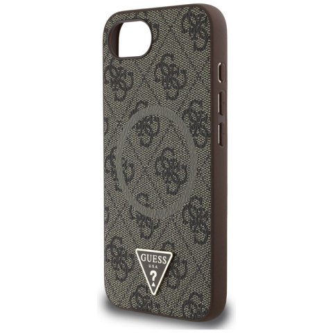 Guess 4G Ring Triangle Logo MagSafe - Etui do iPhone 16e (brązowy)