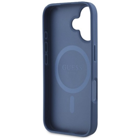 Guess Grained Printed Flower Pattern MagSafe - Etui do iPhone 16 (niebieski)