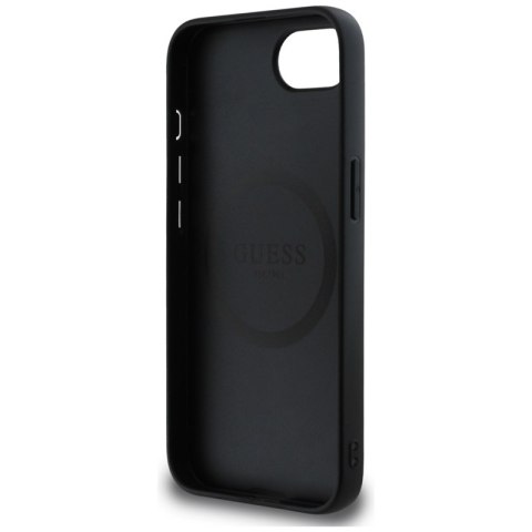 Guess Grained Triangle MagSafe - Etui do iPhone 16e (czarny)