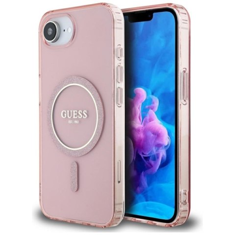 Guess IML Glitter Circle MagSafe - Etui do iPhone 16e (różowy)