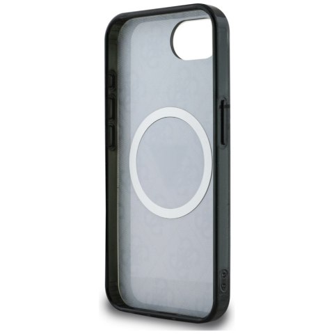 Guess IML Metal Glitter 4G Circle Triangle MagSafe - Etui do iPhone 16e (czarny)