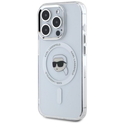 Karl Lagerfeld IML Metal Karl Head MagSafe - Etui do iPhone 15 Pro Max (biały)