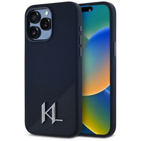 Karl Lagerfeld Silicone Shadow Metal Initial MagSafe - Etui do iPhone 15 Pro Max (czarny)