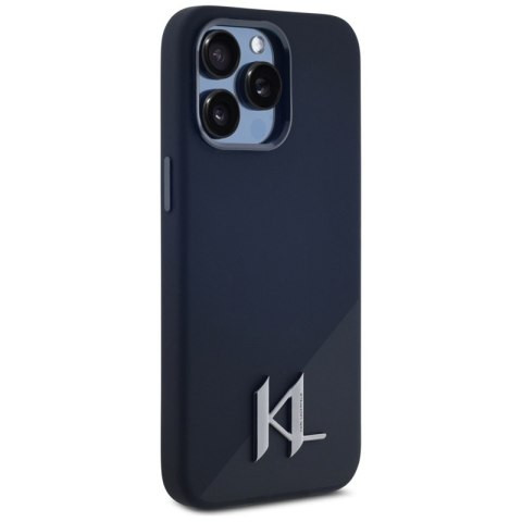 Karl Lagerfeld Silicone Shadow Metal Initial MagSafe - Etui do iPhone 15 Pro (czarny)