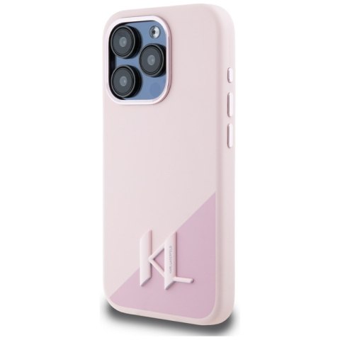 Karl Lagerfeld Silicone Shadow Metal Initial MagSafe - Etui do iPhone 15 Pro (różowy)