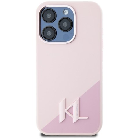 Karl Lagerfeld Silicone Shadow Metal Initial MagSafe - Etui do iPhone 15 Pro (różowy)