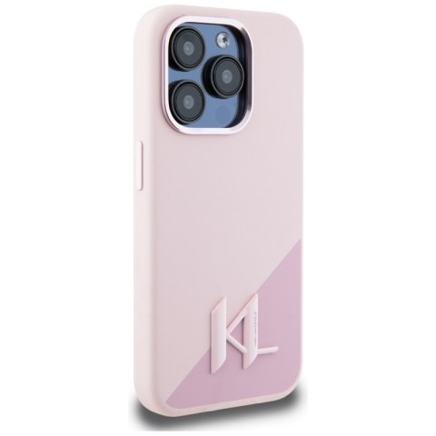 Karl Lagerfeld Silicone Shadow Metal Initial MagSafe - Etui do iPhone 15 Pro (różowy)