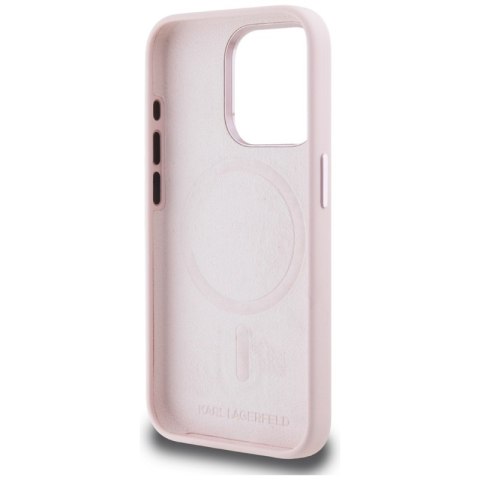 Karl Lagerfeld Silicone Shadow Metal Initial MagSafe - Etui do iPhone 15 Pro (różowy)