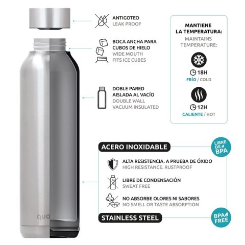 Quokka Solid - Butelka termiczna ze stali nierdzewnej 510 ml (Pastel Peach)