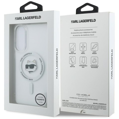 Karl Lagerfeld Button Choupette Head Printed Logo MagSafe - Etui Samsung Galaxy S25 Edge (biały)