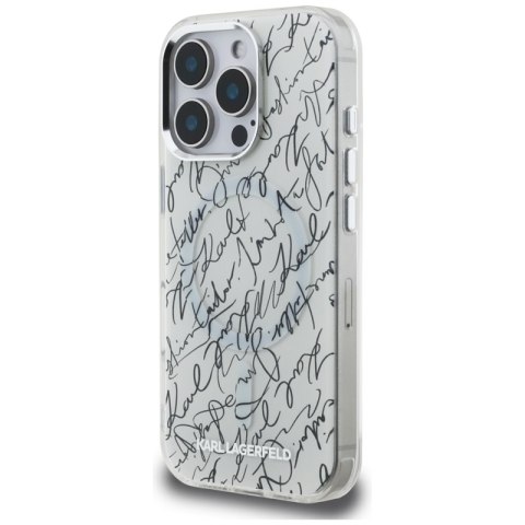 Karl Lagerfeld IML Karl Script Pattern MagSafe - Etui iPhone 16 Pro (biały)