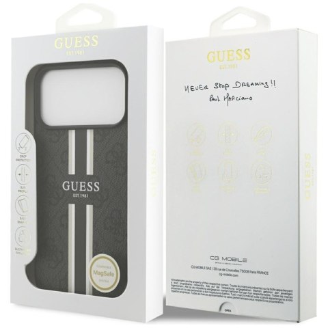 Guess 4G Printed Stripes MagSafe - Etui iPhone 17 Pro Max (czarny)