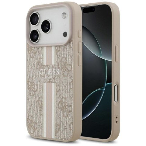 Guess 4G Printed Stripes MagSafe - Etui iPhone 17 Pro (różowy)