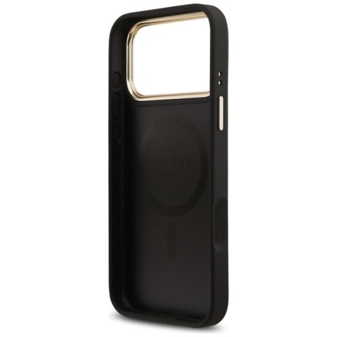 Guess Grained Strass Logo MagSafe - Etui iPhone 17 Pro Max (czarny)