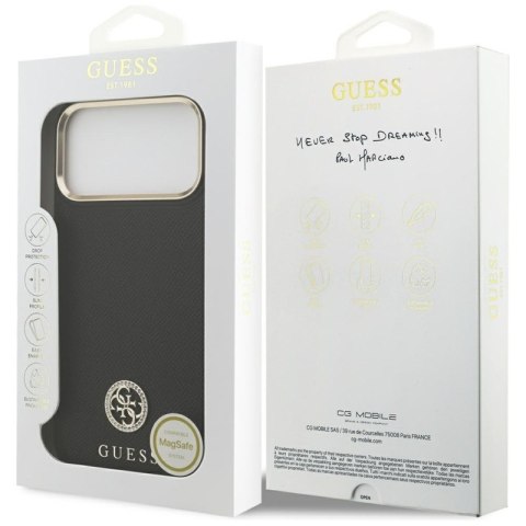 Guess Grained Strass Logo MagSafe - Etui iPhone 17 Pro Max (czarny)