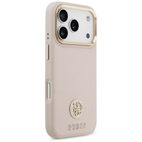 Guess Grained Strass Logo MagSafe - Etui iPhone 17 Pro (różowy)
