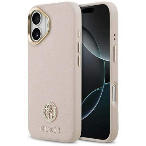 Guess Grained Strass Logo MagSafe - Etui iPhone 17 (różowy)
