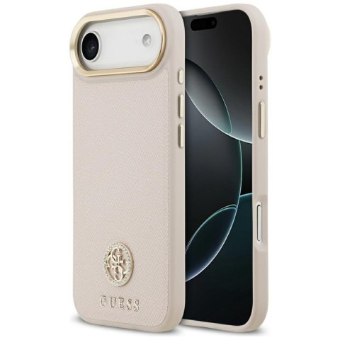 Guess Grained Strass Logo MagSafe - Etui iPhone Air (różowy)