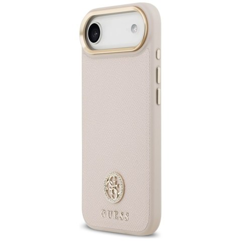 Guess Grained Strass Logo MagSafe - Etui iPhone Air (różowy)