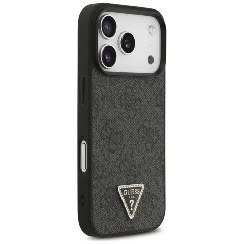 Guess Leather 4G Triangle Strass MagSafe - Etui iPhone 17 Pro (czarny)