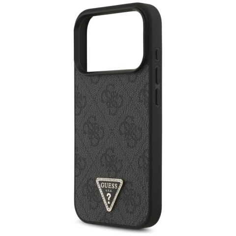 Guess Leather 4G Triangle Strass MagSafe - Etui iPhone 17 Pro (czarny)