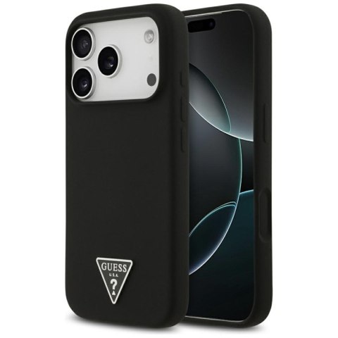 Guess Silicone Triangle Logo MagSafe - Etui iPhone 17 Pro (czarny)
