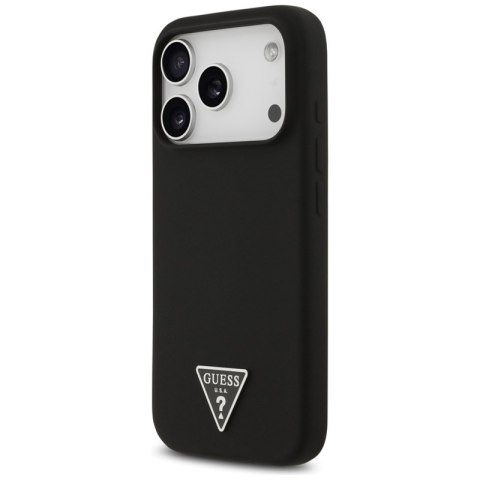 Guess Silicone Triangle Logo MagSafe - Etui iPhone 17 Pro (czarny)